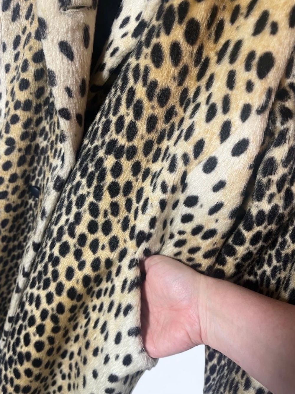 VINTAGE 1960s Faux Leopard Fur Swing Coat Size M/L - Picture 7 of 9